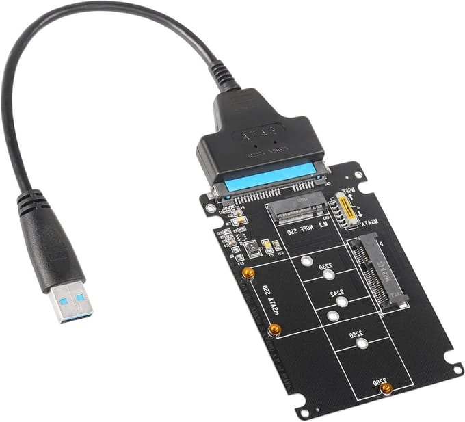 2-in-1 M.2 NGFF en mSATA naar SATA 3.0 adapter, ondersteunt SATA NGFF B/B + M Key SSD voor snelle dataoverdracht