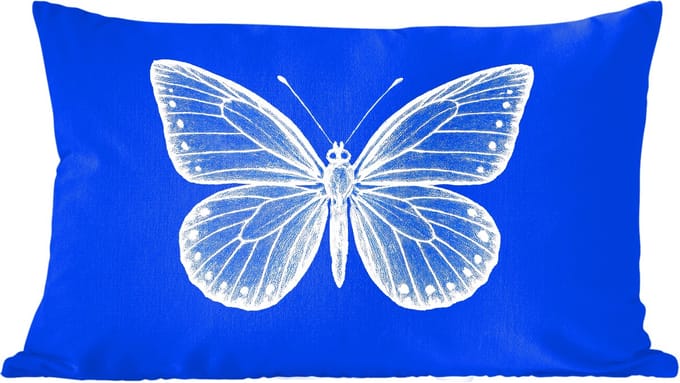 Sierkussens - Kussentjes Woonkamer - 50x30 cm - Vlinder - Wit - Getekend - Stippen