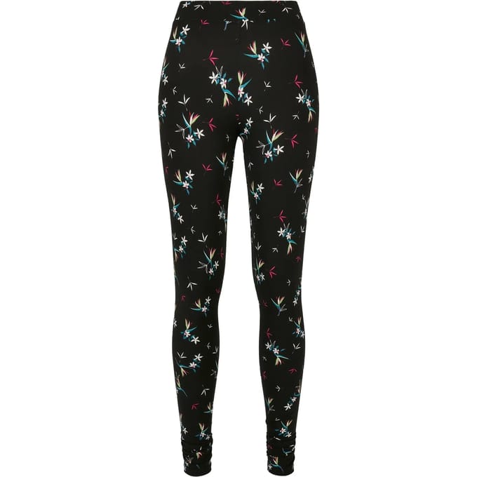 Urban Classics - Soft AOP blackfloret Sportlegging - S - Zwart