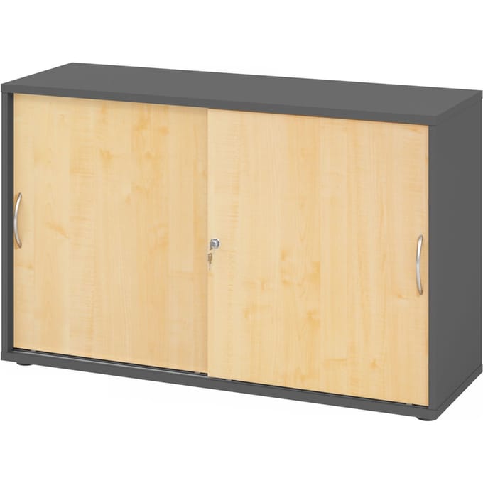BETA 1752S | Schuifdeurkast | 2 OH - Graphite/Esdoorn Metalen handgreep