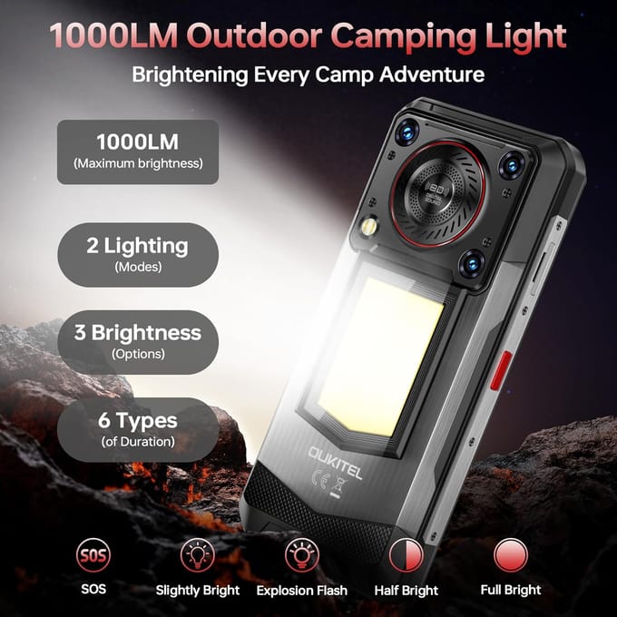 OUKITEL WP56 5G Mobiele Telefoon 32GB+256GB 16000mAh 6.8  Scherm 108MP Android 15 Smartphone rood