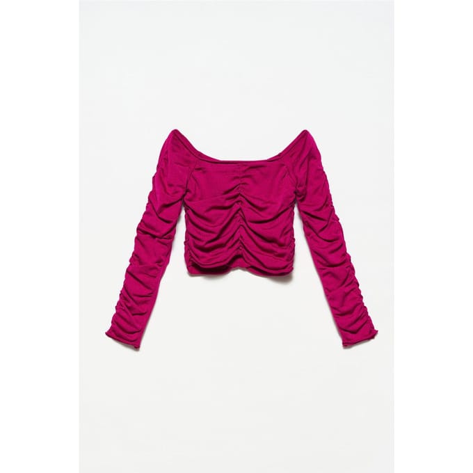 Dames Geribbelde Off-shoulder Crop Sweater