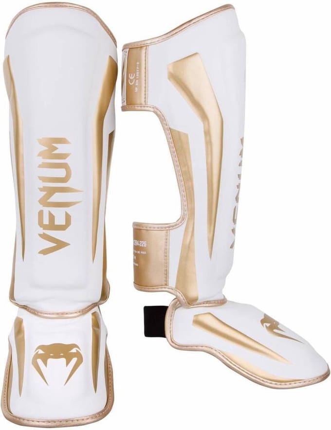 Venum Kickboks Scheenbeschermers Elite Wit Goud - M