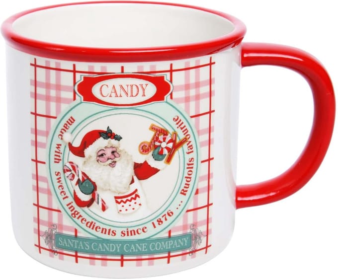 Dekoratief | Mok m/santa, rood/wit, keramiek, 14x10x9cm | A215168