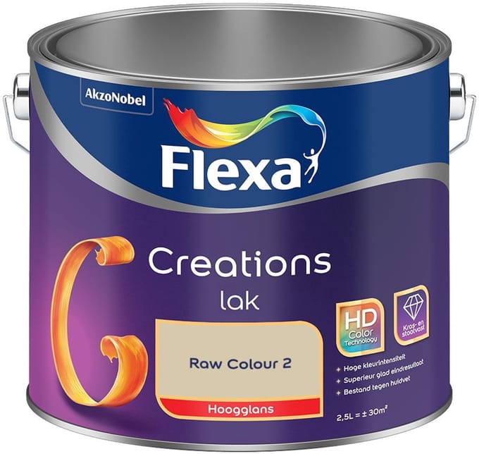Flexa - Creations Lak Hoogglans - Raw Colour 2 - Mengverf - 2,5 L