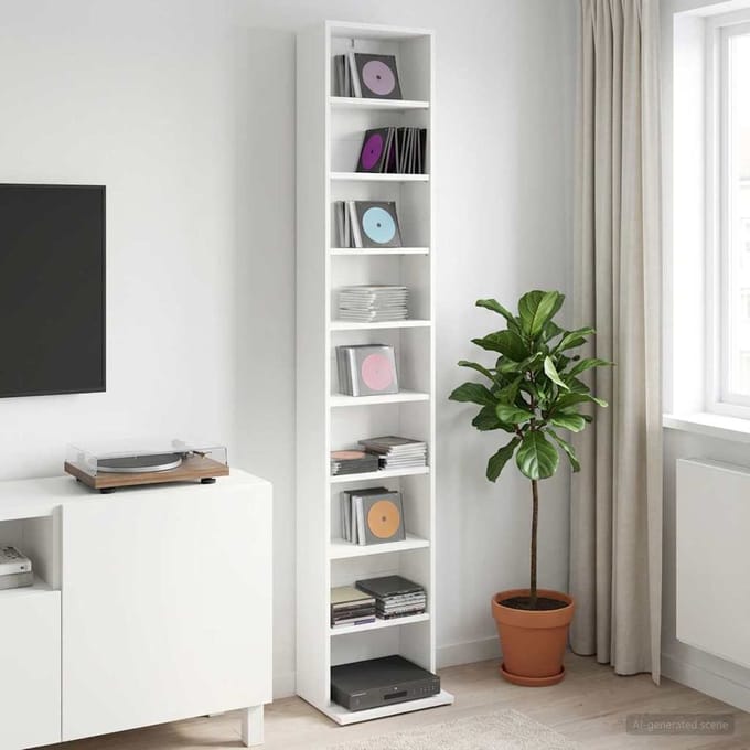 vidaXL - CD - Kast - Wit - 33 - x - 23,5 - x - 175 - cm - Bewerkt - hout