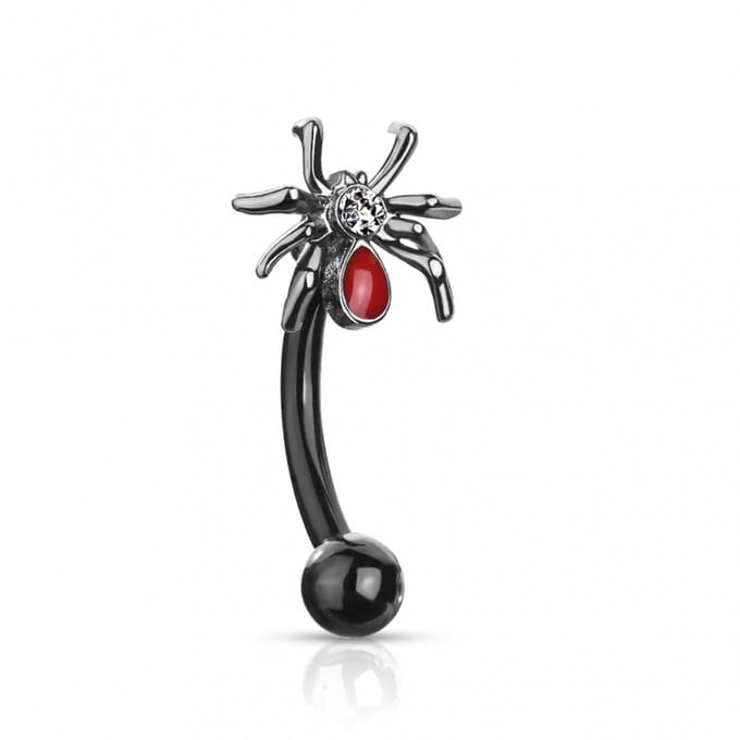 Piercing curved spider 1.2x8 - zwart - LMPiercings