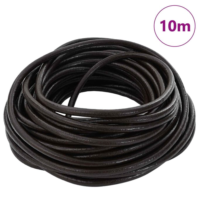 vidaXL - Leren - Koord - 1 - Donkerbruin - Ø5 - mm - x - 10 - m - Leer