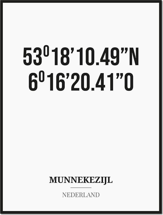 Poster/kaart MUNNEKEZIJL met coördinaten