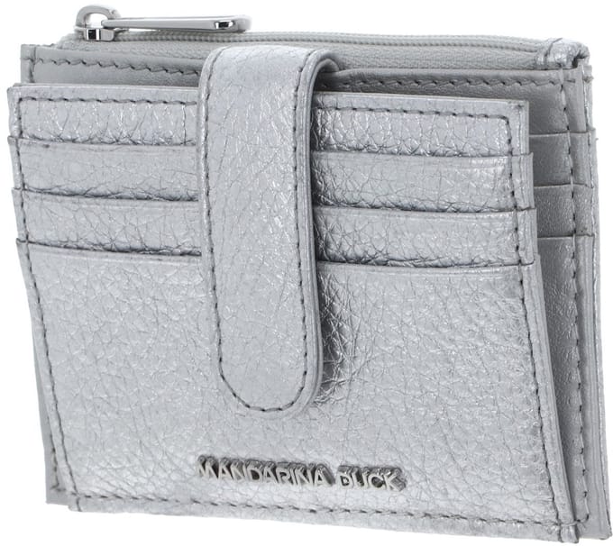 MANDARINA DUCK Leren kaarthoes Mellow Metal Card Case Silver zilverkleurig