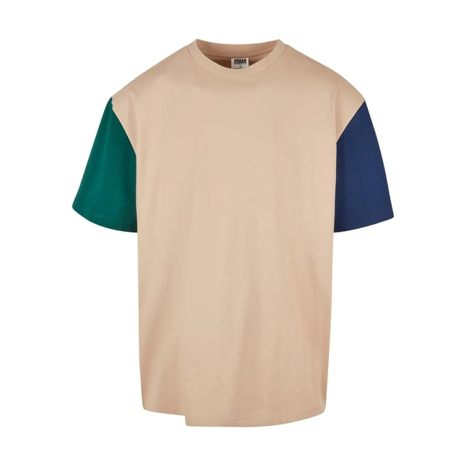 Urban Classics - Organic Oversized Colorblock Heren T-shirt - 5XL - Beige