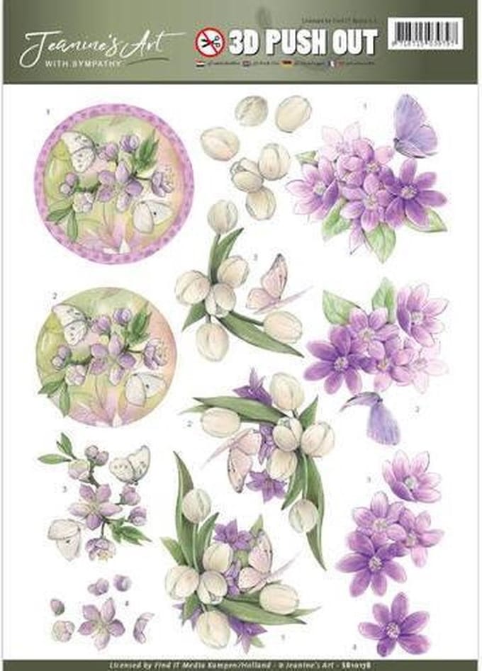 Uitdrukvel  - Jeanine's Art - With Sympathy - Paarse Bloemen