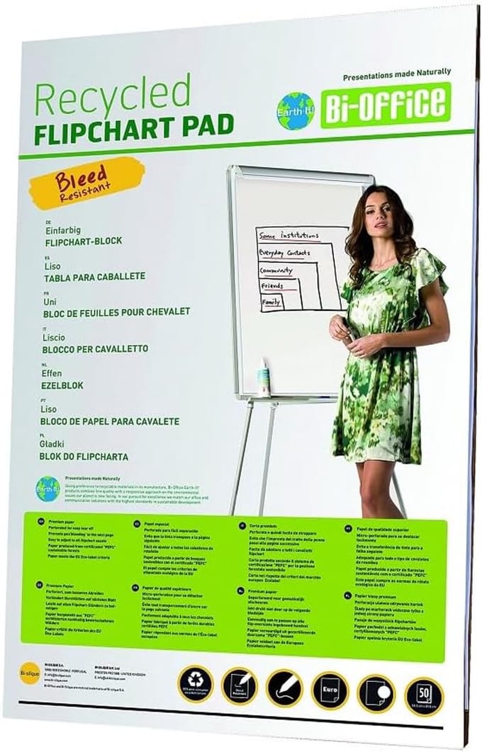 Flipchart Blok Gemaakt van Gerecycled Papier - Bi-Office Earth-It