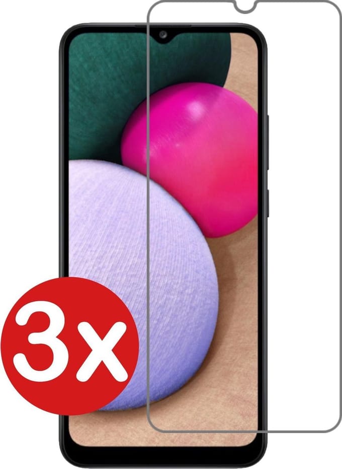 Screenprotector - 3 Stuks - Geschikt voor Samsung Galaxy A02s - Extra Sterk - Beschermglas - Gehard Glas - Tempered Glass - Screen Protector