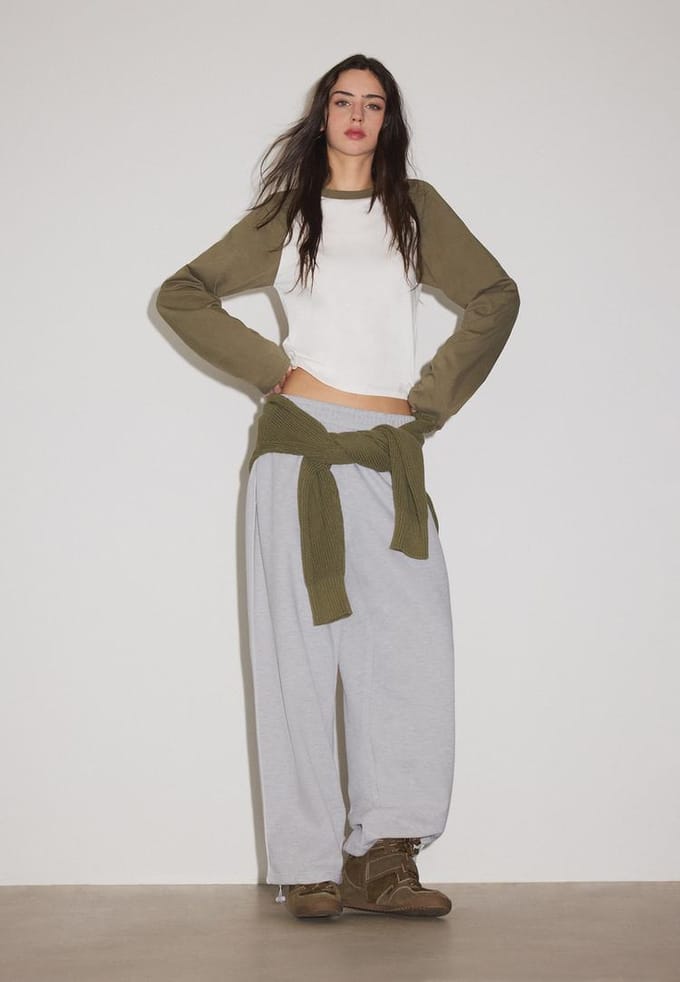 Stradivarius Joggingbroek met stoppers  Grijs melange XS