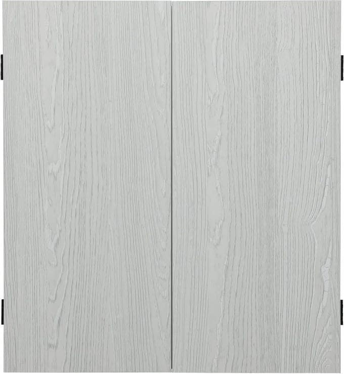 Dartbordkast met Scorebord | Compact Vierkant | Makkelijk Schoon te Maken | Grijs Woodgrain