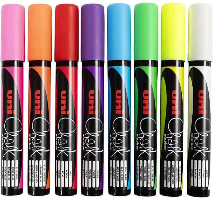 Chalk Marker, lijndikte 1,8-2,5 mm, 8 stuk/ 1 doos