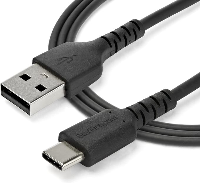 StarTech.com 1 m / 3.3ft. USB 2.0 Aan USB C Cable - Zwart - Aramid Fiber - USB-C cable - 1 m