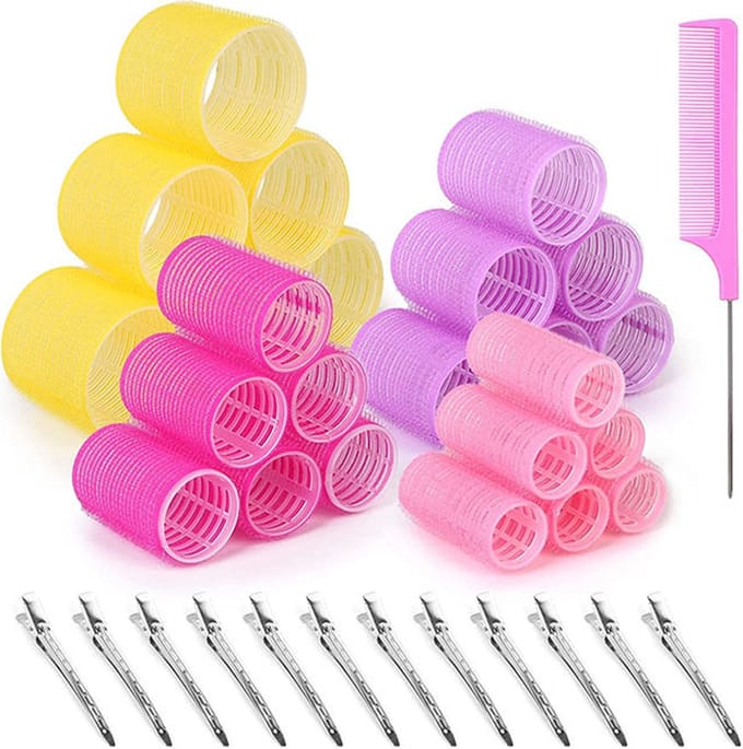 Without Lemon - Haar Kruller Set - Haar Rollers - Haarclips - Haar Kam - Kleefrollers - Heatless Curls- Blow dry - Volume - 37stuks - Set