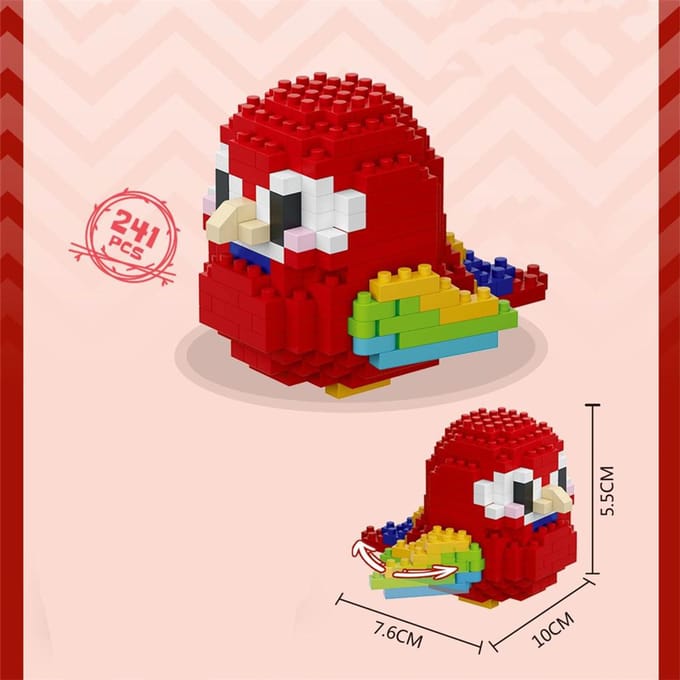 Kawaii schattige vogel kleine bouwstenen set creatief educatief bouwspeelgoed voor jongens meisjes speelgoed geschikt voor decoreren NO BOX red