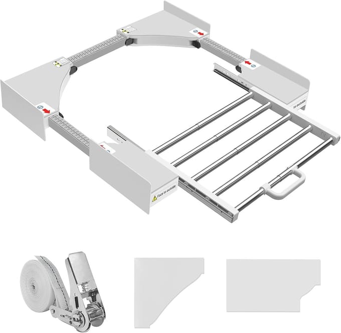 Tussenframe Wasrek - Overlappingsset - Ruimte Besparen - Uittrekbare Plank - 53-68 cm - Wit