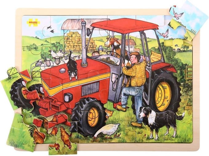 Bigjigs Wooden Tractor Jigsaw Puzzle - 20 pcs. Hout