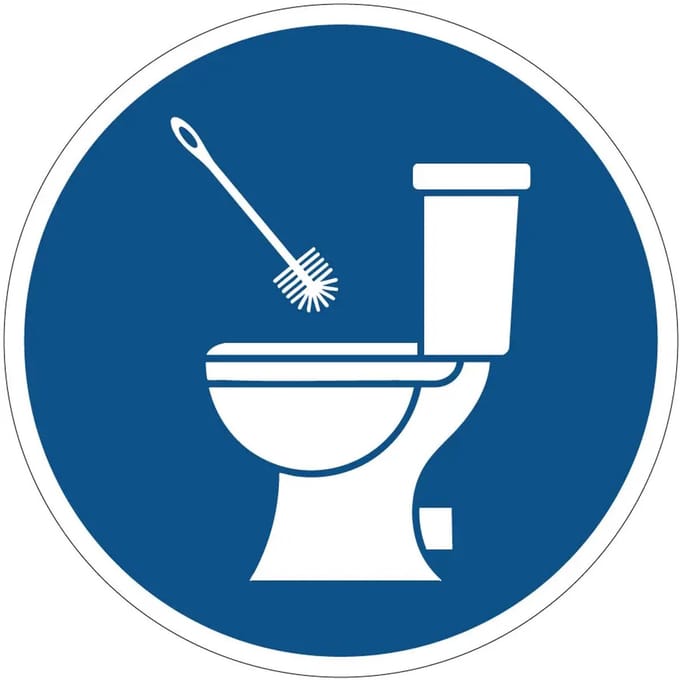 Toiletborstel gebruiken verplicht sticker | 40 cm