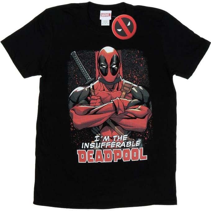 Marvel Heren Deadpool Gekruiste Armen T-Shirt (Zwart)