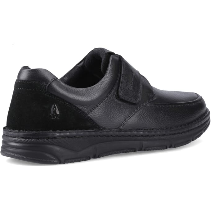 Hush Puppies Forde Klitteband Leren Heren Zwarte Instappers