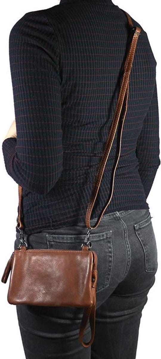 Bear Design Alessia Leren Schoudertasje/Clutch - Cognac