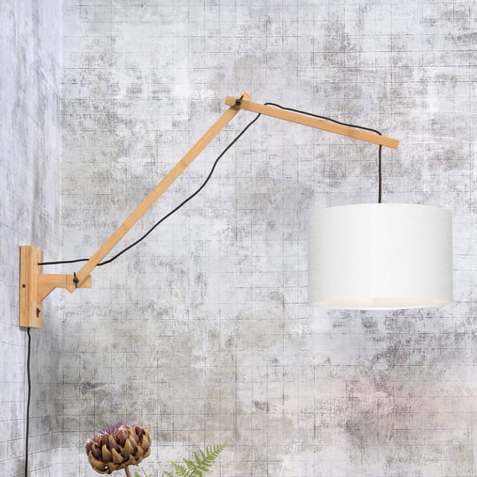 Good & Mojo GOOD &amp; MOJO wandlamp Andes, Ø 32 cm, wit, verstelbaar