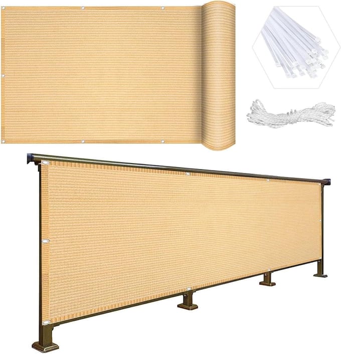 Balkonbekleding - Balkondoek Privacy - Inkijk Vrij - Scheurvast Polyester - 80x460 cm - Zandgeel