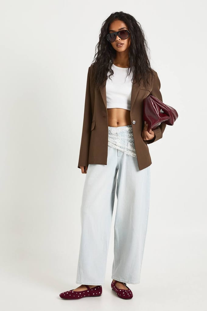 boohoo Dames Oversized op maat gemaakte blazer | Bruin | Maat: 36