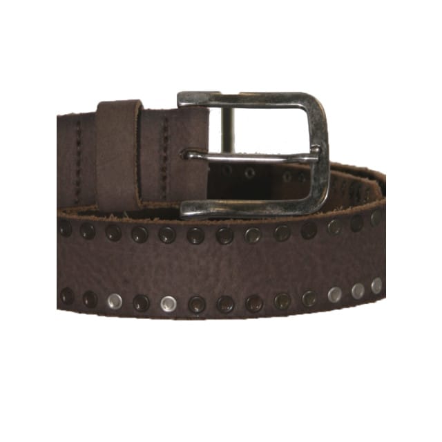 Mens Belt - Riem - Heren - 85 - Bruin - Leer - 1472-studs