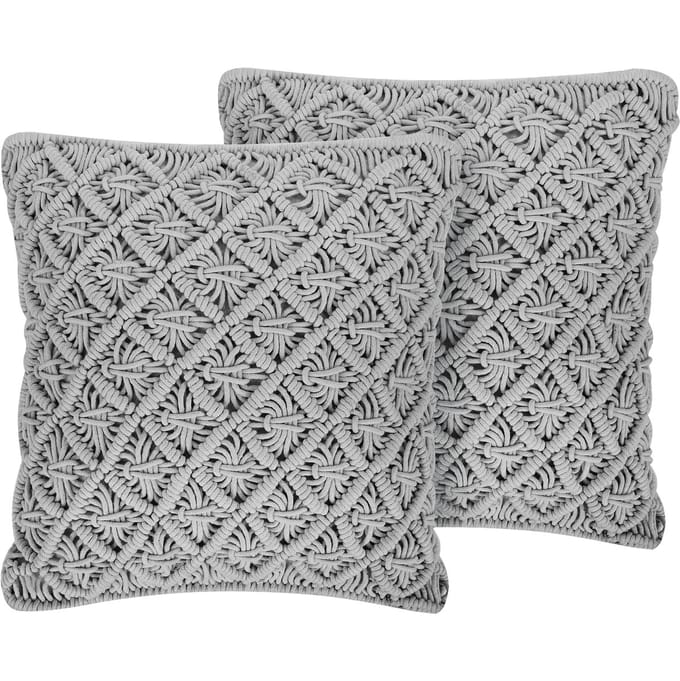 KIZKALESI - Sierkussen set van 2 - Grijs - 45 x 40 cm - Katoen
