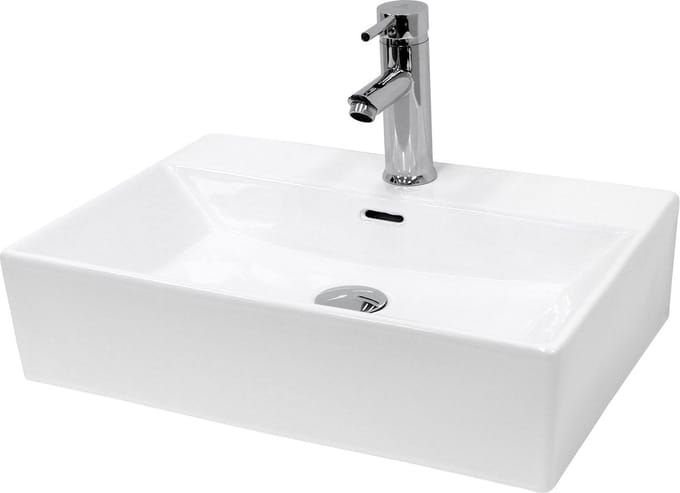 ECD Germany Wastafel Wastafel 415x360x130 mm keramiek wit incl. afvoerset voor wastafel met overloop Aanrechtblad Wastafel Aanrechtblad Wastafel