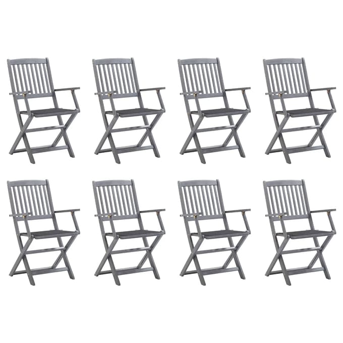 vidaXL - Inklapbare - stoelen - 8 - st - met - kussens - massief - acaciahout