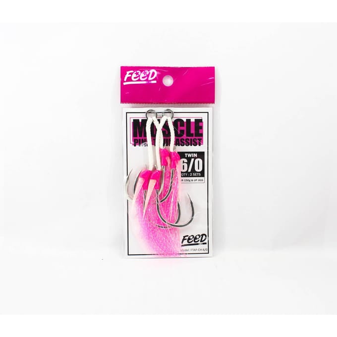 Leurres d'alimentation FTAP-CH 6/0 Muscle Pink Twin Assist Hooks Taille 6/0 2 set (4864)