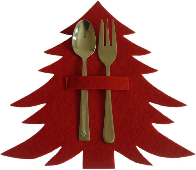 Gifi diffusion - Kerstboom bestek houder - 4 stuks - Kerstdecoratie - bestekhoes