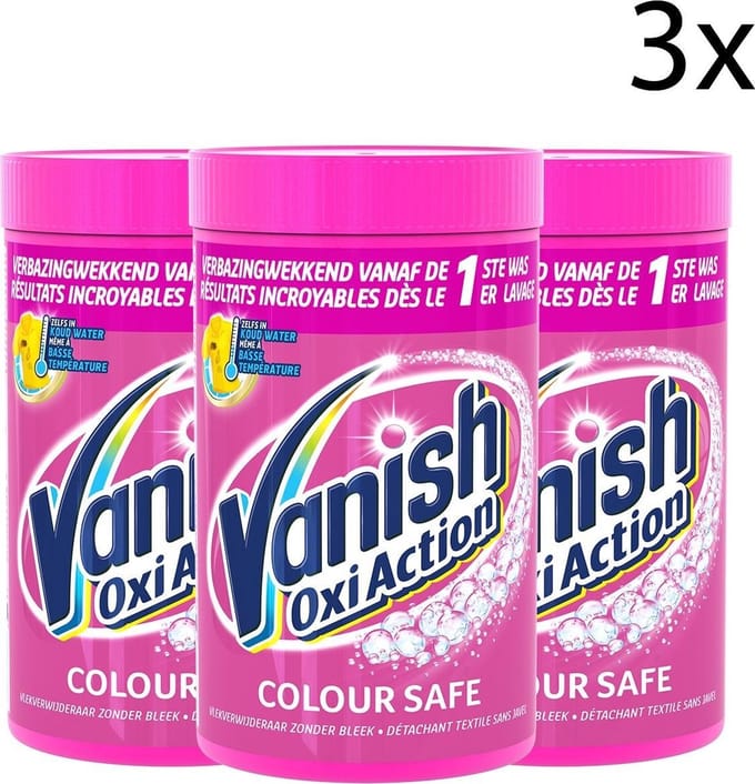 Vanish Oxi Action Colour Safe Base Poeder - Voor Witte en Gekleurde Was - 1,5kg x3