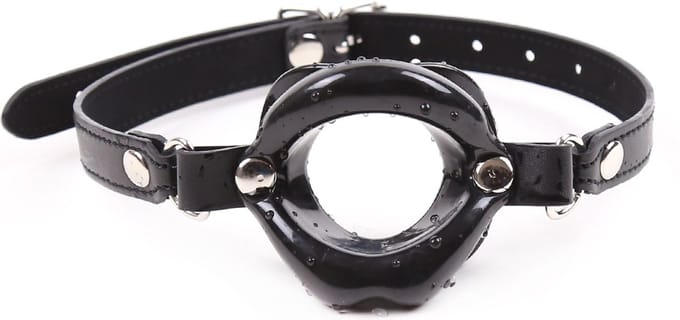 Kiotos - Ring Gag met Open Kusmondje - Zwart