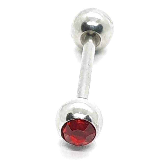 Tong Piercing - Zilver Met Steentjes