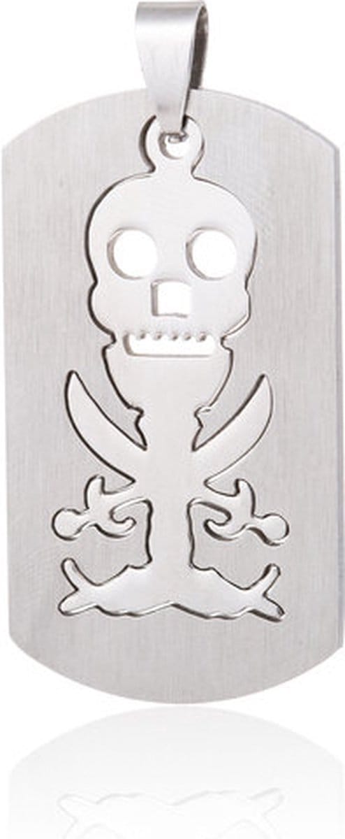 Ketting stainless steel met als een hanger een doodskop
