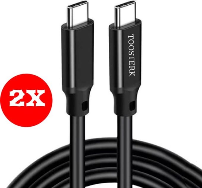 Oplader Kabel | USB-C naar USB-C | 2 Meter | 2 Stuks | Geschikt voor Samsung en Apple | Zwart