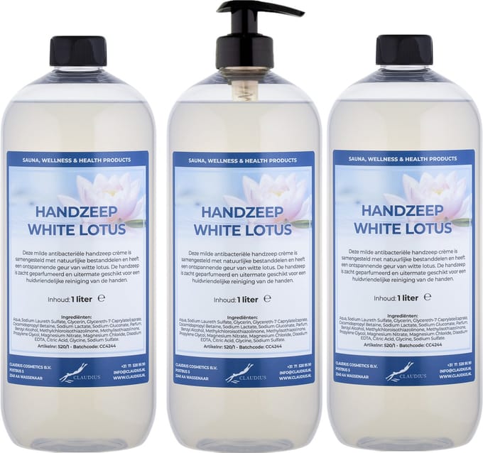 Handzeep White Lotus 1 liter - met gratis pomp - set van 3 stuks