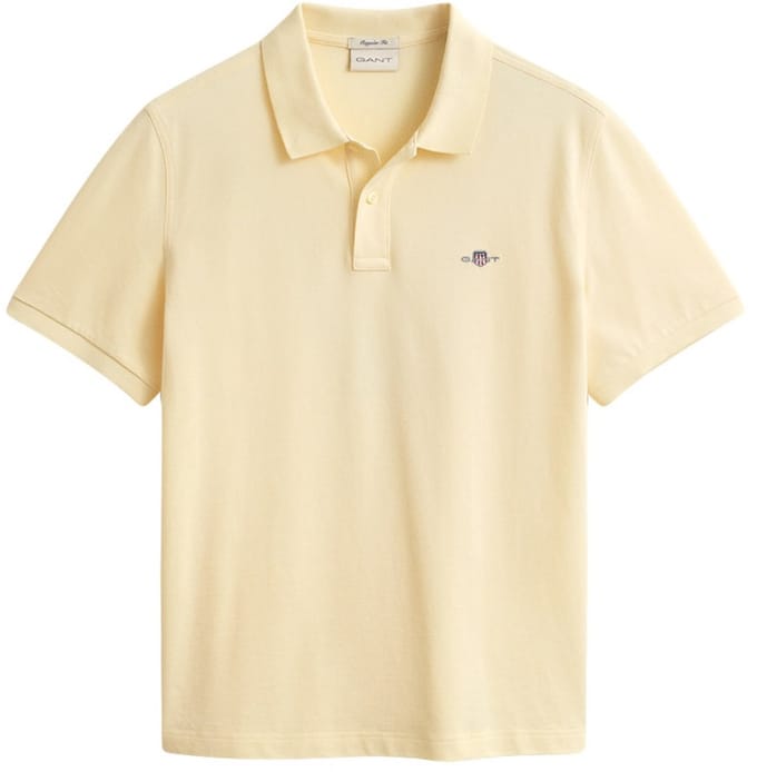 GANT heren polo shirt pique shield logo geel