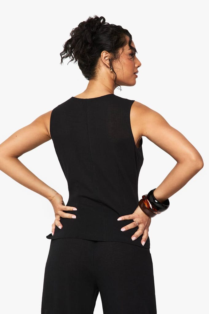 boohoo Dames Crinkle Getextureerd Gilet | Zwart | Maat: 38