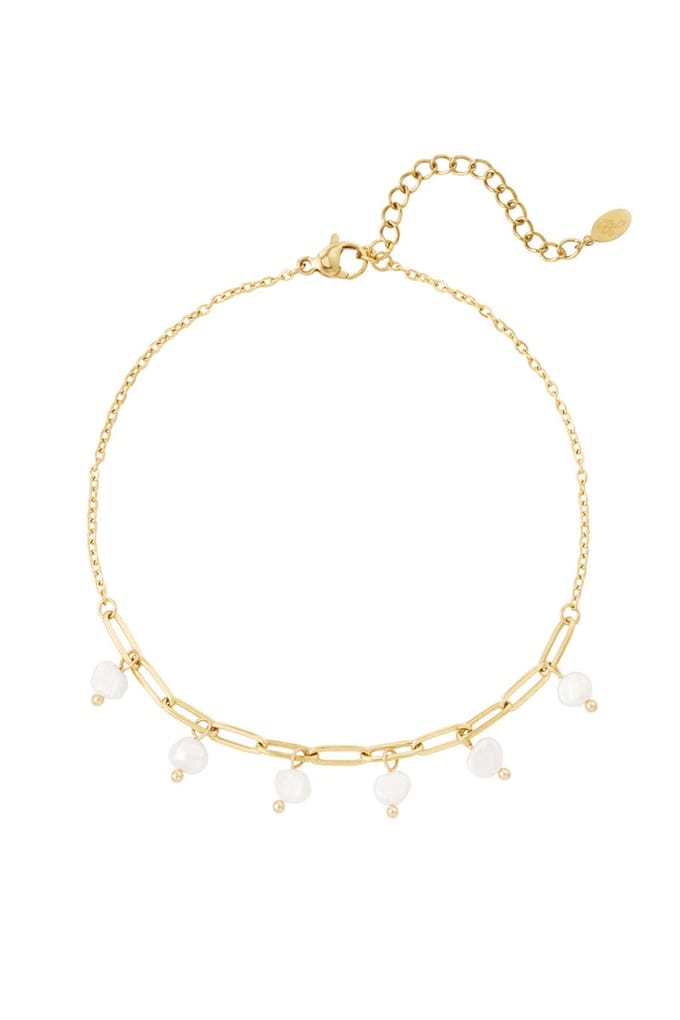 Enkelbandje Schakel Parels - Goud - Stainless Steel - Waterproof