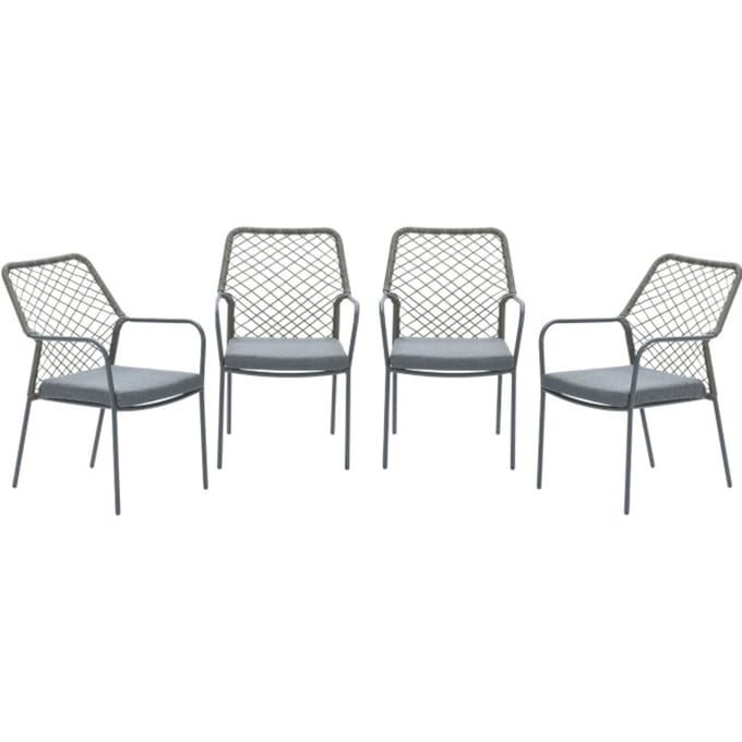 Garden Impressions Dido tuinstoelen set van 4 mosgroen rope