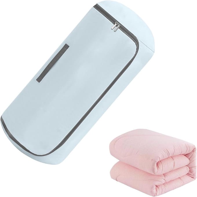 Opbergzakken Dekbed - Ruimtebesparend Organizer - Efficiënt Opbergen - Dubbele Ritssluiting - 25x25x2 cm - Blauw